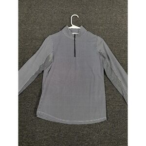 IBKUL 1/4 Zip Print Mock Neck Long Sleeve Top Small UPF50 Check Quick Dry